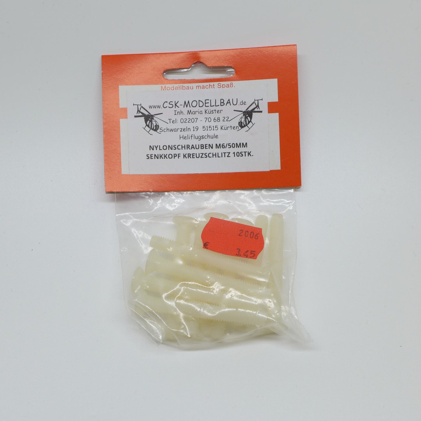 Nylon Schrauben Senkkopf CSK M6 x 50 (VE 10)