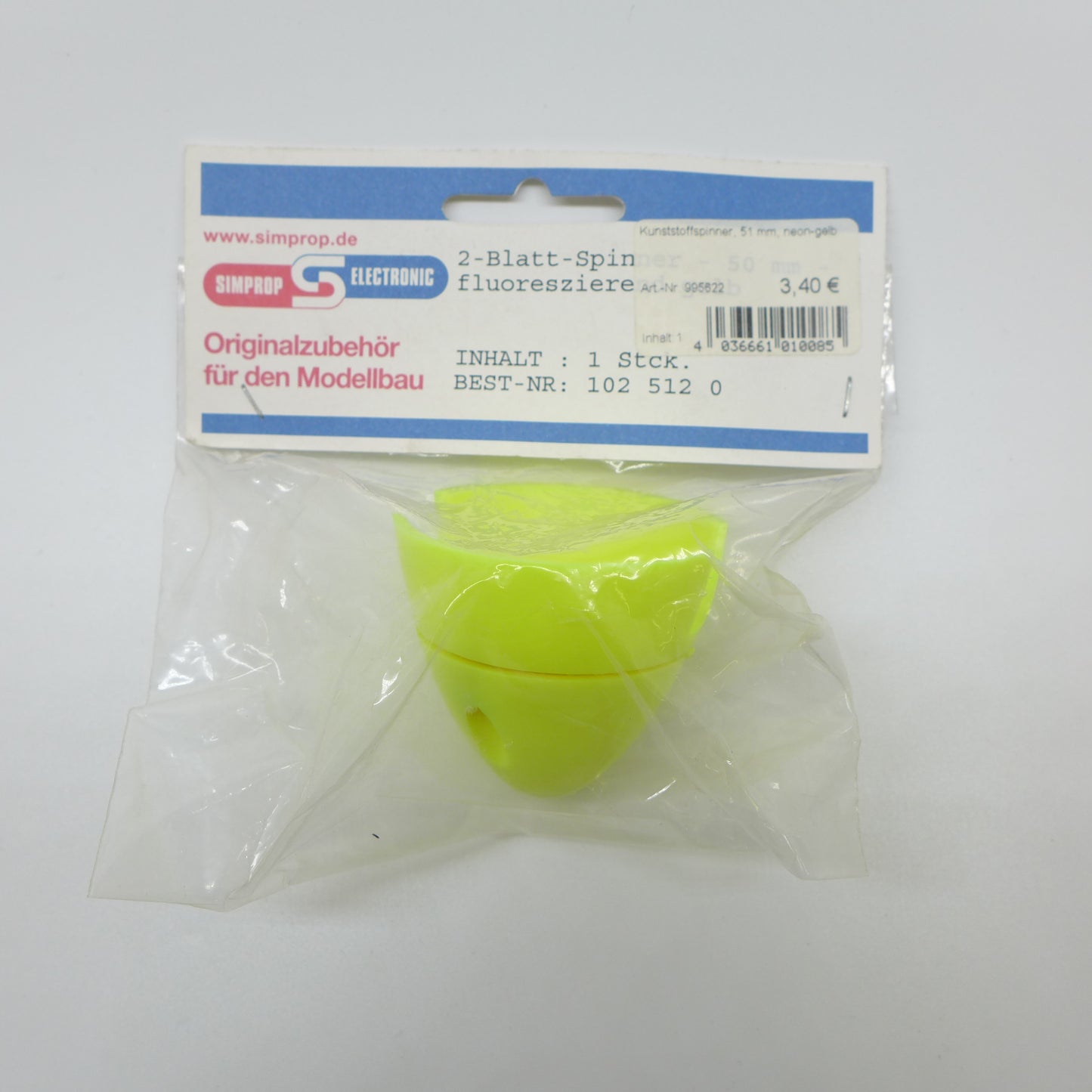 SIMPROP Kunststoff Spinner 51mm 2-Blatt (neon-gelb)