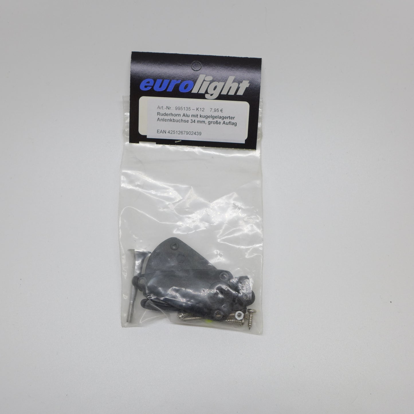 Ruderhorn Alu mit kugelgelagerter Anlenkbuchse 34 mm, große Auflagefläche