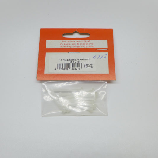 Nylon Linsenschrauben mit Kreuzschlitz M3 x 30